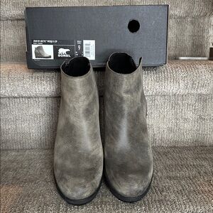 Sorel Gray Wedge Ankle Boots